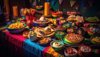 beschwingt Farben schmücken traditionell Schalen beim kulturell Essen Märkte generiert durch ai foto