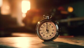 Countdown zu Erfolg alt gestaltet Alarm Uhr Zecken gegenüber Frist generiert durch ai foto