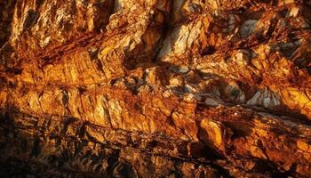 Rau Sandstein Cliff, alt Bergbau Wand, texturiert Herbst Wald Schönheit generiert durch ai foto