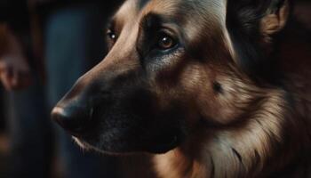 treu Deutsche Schäfer und flauschige Retriever, verwöhnt Haustiere drinnen generiert durch ai foto