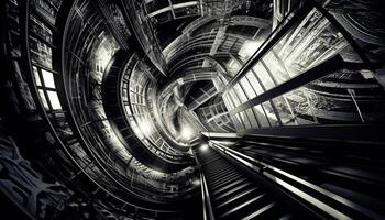 abstrakt futuristisch Treppe spiegelt modern Stadt Leben im tonal einfarbig generiert durch ai foto