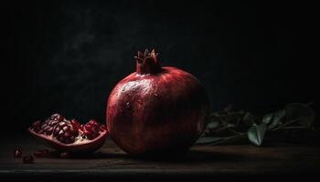 reif Granatapfel Scheibe, ein gesund Snack mit Antioxidans Reichtum generiert durch ai foto