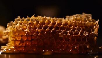 beschäftigt Honig Bienen erstellen Hexagon Bienenwabe Muster zum Süss Essen generiert durch ai foto