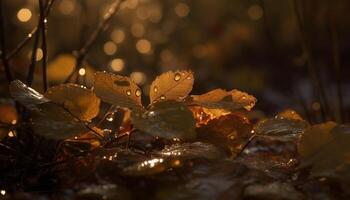 beschwingt Herbst Farben reflektieren auf nass Wald Teich im September generiert durch ai foto