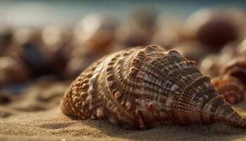 ein schön Sammlung von Muscheln, Souvenirs von tropisch Urlaube generiert durch ai foto