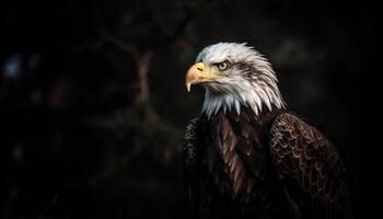 majestätisch Vogel von Beute sich niederlassen auf Zweig, Krallen im Fokus generiert durch ai foto