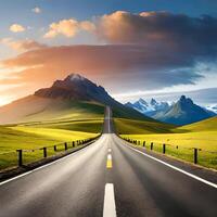 leeren Straße mit schön Natur Landschaft Sicht, generativ ai, ai generativ foto