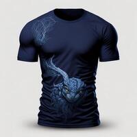 Blau Baumwolle T-Shirt mit Luxus Design, T-Shirt Attrappe, Lehrmodell, Simulation, ai generativ foto