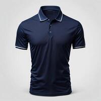 Herren Marine Blau Halsband Hals solide Polo T-Shirt Attrappe, Lehrmodell, Simulation, ai generativ foto