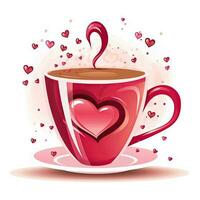 Tasse von Kaffee mit Herz. Valentinstag Tag, Kaffee Valentinsgrüße Tag Clip Art, ai generiert foto