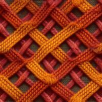 Stoff gestrickt nahtlos Muster mit geometrisch gestalten Flecken. hell Farben Hintergrund zum Strickwaren Design oder drucken, modern Streifen Matte, generativ ai Illustration foto