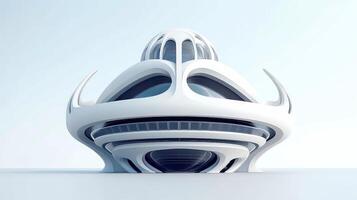 3d futuristisch Sci-Fi Weiß Stadt die Architektur mit organisch Wolkenkratzer, zum Wissenschaft Fiktion oder Fantasie Hintergründe, abstrakt Gebäude, generativ ai Illustration foto