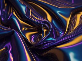 abstrakt wellig Seide Muster im Hologramm Farbe. ai generiert foto