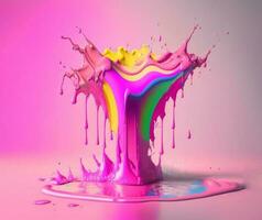 abstrakt Regenbogen Farbe Spritzer, ai generiert foto