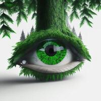 Grün Auge suchen von Wald, ai generiert foto