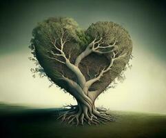 Herz geformt Grün Baum, ai generiert foto