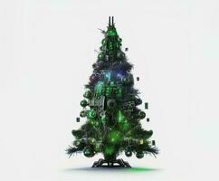 Cyberpunk Grün futuristisch Weihnachten Baum, ai generiert foto