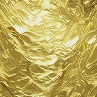 glänzend golden Gelb zerknittert metallisch vereiteln Textur, ai generiert foto