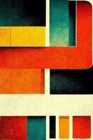 generativ ai, abstrakt Bauhaus Stil Hintergrund mit körnig Papier Textur. modisch zeitgenössisch minimal 20er Jahre geometrisch Design. Digital Kunst, Vertikale Format. foto