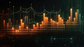 generativ ai, Lager Markt Diagramm Linien, finanziell Graph auf Technologie abstrakt Hintergrund vertreten finanziell Krise, finanziell Kernschmelze. Technologie Konzept, Handel Markt Konzept. foto