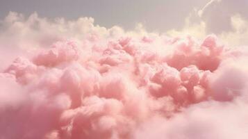 generativ ai, Rosa Magenta Fantastisch Wolken, Himmel und Landschaft. sanft Farben und mit hell Beleuchtung foto