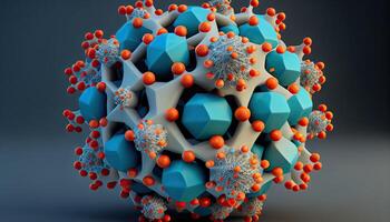 Virus Molekül Illustration, Bakterien Partikel generativ ai foto