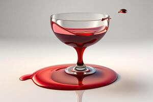 Glas mit rot Wein oder Blut generativ ai foto