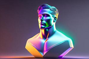 glühend Neon- reflektierend schillernd männlich Porträt generativ ai foto