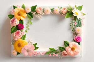 Rahmen Hintergrund dekoriert mit Blume Ornament generativ ai foto