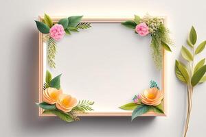 Rahmen Hintergrund dekoriert mit Blume Ornament generativ ai foto
