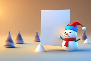 Weihnachten Hintergrund. Schneemann halten Weiß Kopieren Raum. generativ ai foto
