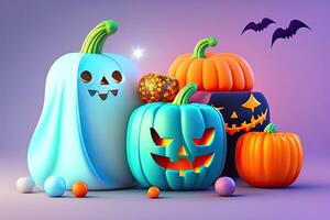 Halloween Banner Hintergrund mit Kürbis generativ ai foto
