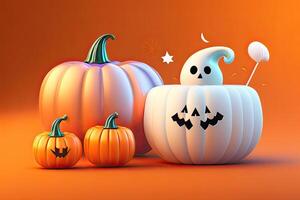 Halloween Banner Hintergrund mit Kürbis generativ ai foto