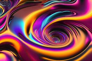 lila Neon- Flüssigkeit Metall Oberfläche Hintergrund. generativ ai foto