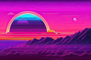 lila Retrowave abstrakt Hintergrund Design generativ ai foto