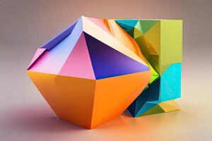 abstrakt geometrisch Orange Würfel generativ ai foto