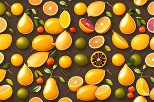 Zitrusfrüchte Saft Orange Muster Hintergrund. generativ ai foto