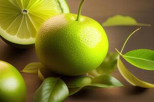 Limette Grün Zitrusfrüchte Obst generativ ai foto