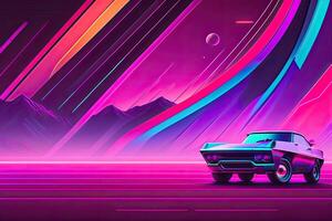 Neu Retrowave lila Neon- Hintergrund Design Kunst generativ ai foto