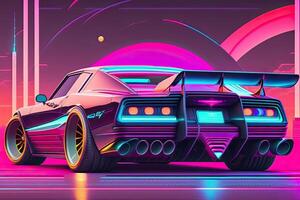 Neu Retrowave lila Neon- Hintergrund Design Kunst generativ ai foto