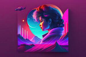 lila Retrowave abstrakt Hintergrund Design generativ ai foto