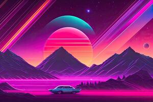 lila Retrowave abstrakt Hintergrund Design generativ ai foto