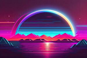 lila Retrowave abstrakt Hintergrund Design generativ ai foto