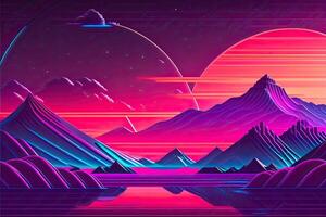 lila Retrowave abstrakt Hintergrund Design generativ ai foto