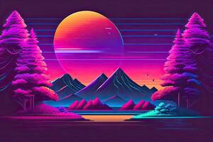 lila Retrowave abstrakt Hintergrund Design generativ ai foto