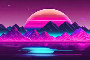 lila Retrowave abstrakt Hintergrund Design generativ ai foto