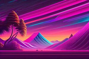 lila Retrowave abstrakt Hintergrund Design generativ ai foto