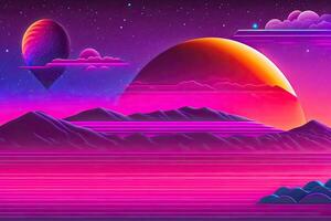 lila Retrowave abstrakt Hintergrund Design generativ ai foto