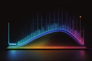 Klang Welle auf schwarz Hintergrund im Neon- Licht generativ ai foto