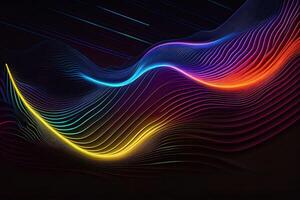 Klang Welle auf schwarz Hintergrund im Neon- Licht generativ ai foto